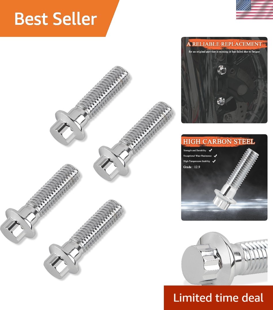 Grade 12.9 Chrome Bolts for Harley Davidson – Front Caliper (4 Pack)