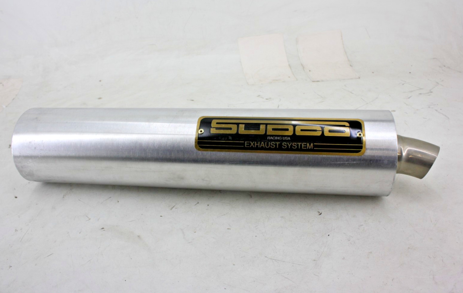 SUDCO ALUMINUM COMPETITION MUFFLER LEFT 4″ ROUND 18″ LENGTH 2.25″ ID 1.75″ CORE