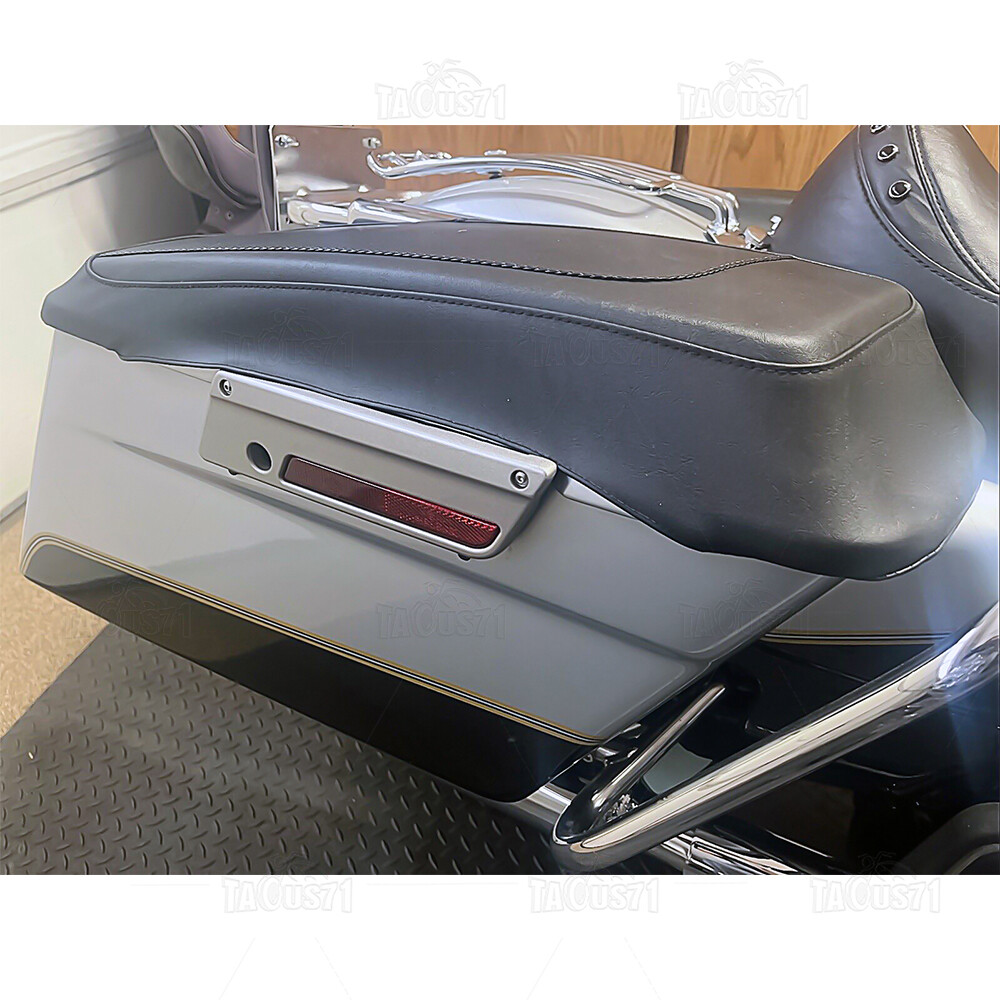 Pair Leather Hard Saddlebag Lid Covers Shield for Harley Touring FLT FLH 97-13