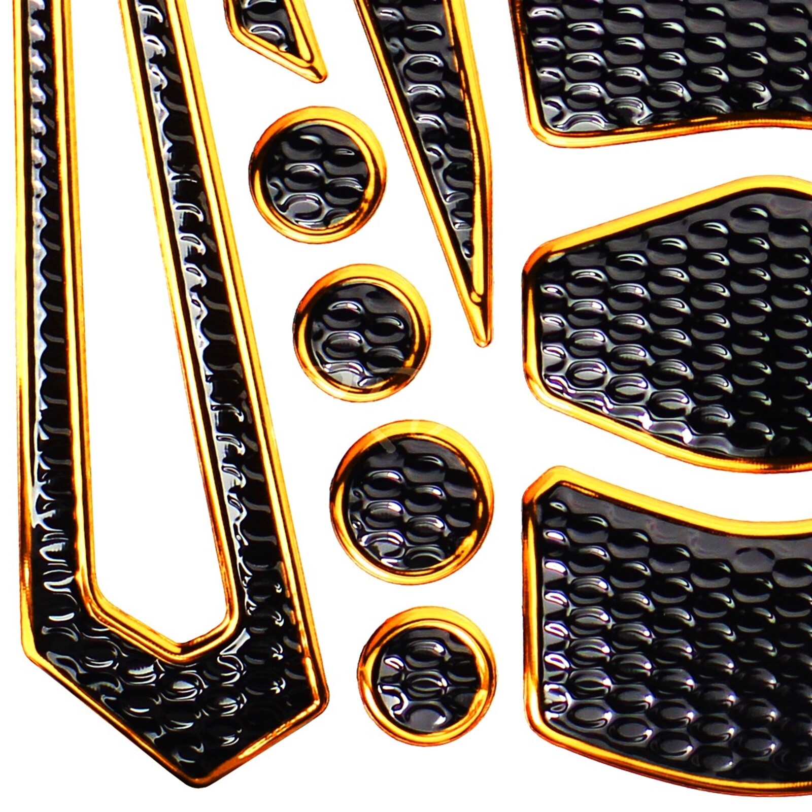 24PC Chrome Gold&Black Fuel Tank Pad+8″3D Logo&Letter+2-Tone GSXR Emblem Sticker