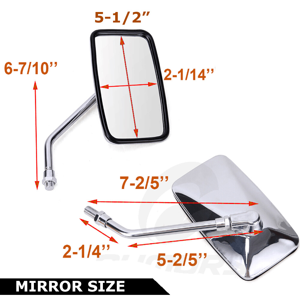 Pair Side Mirrors Rearview Rectangle Chrome For Honda Magna 250 750 V30 V65 V45