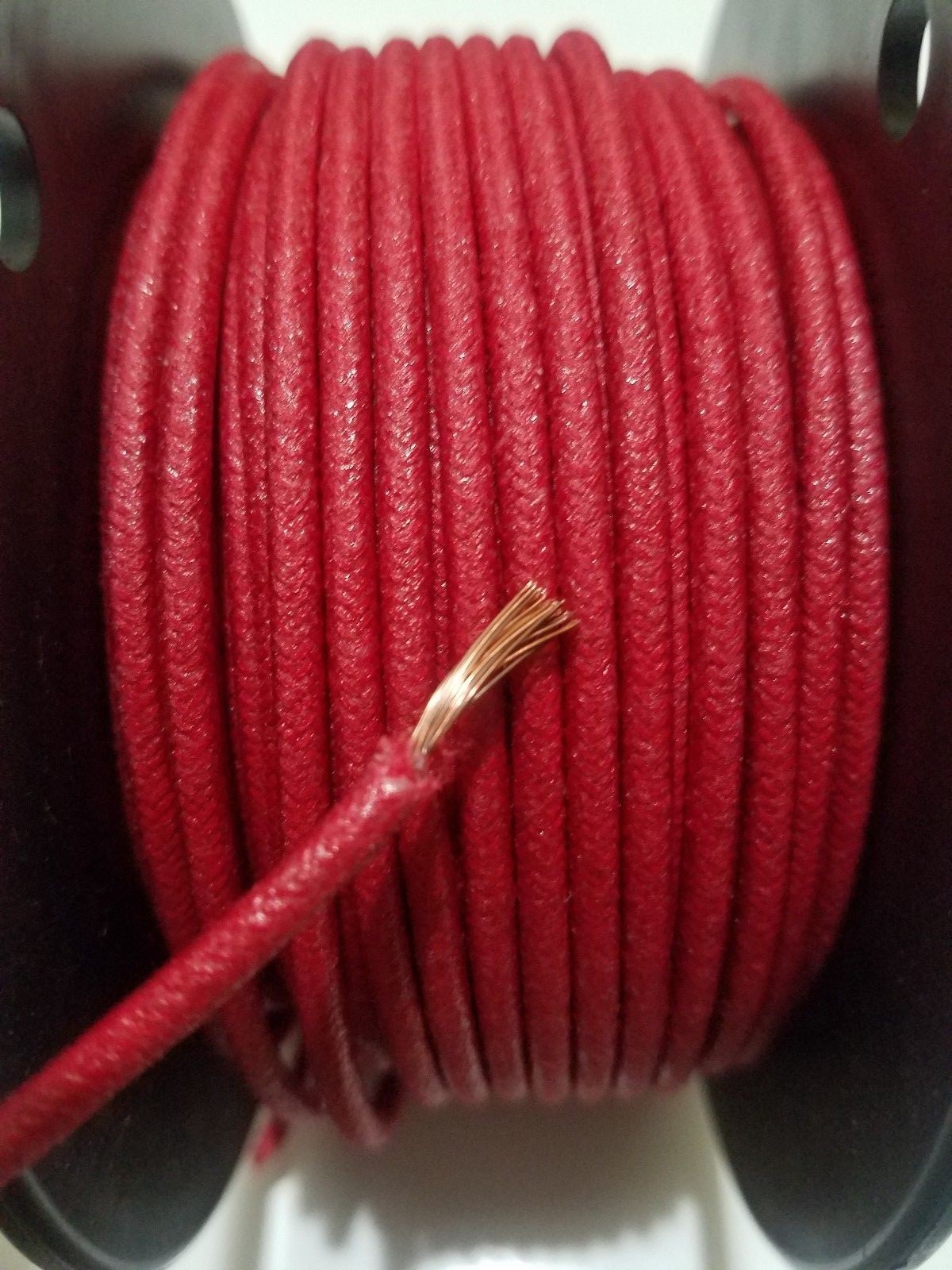 10 feet Vintage Braided Cloth Covered Primary Wire 8 gauge 8ga ga Solid Red