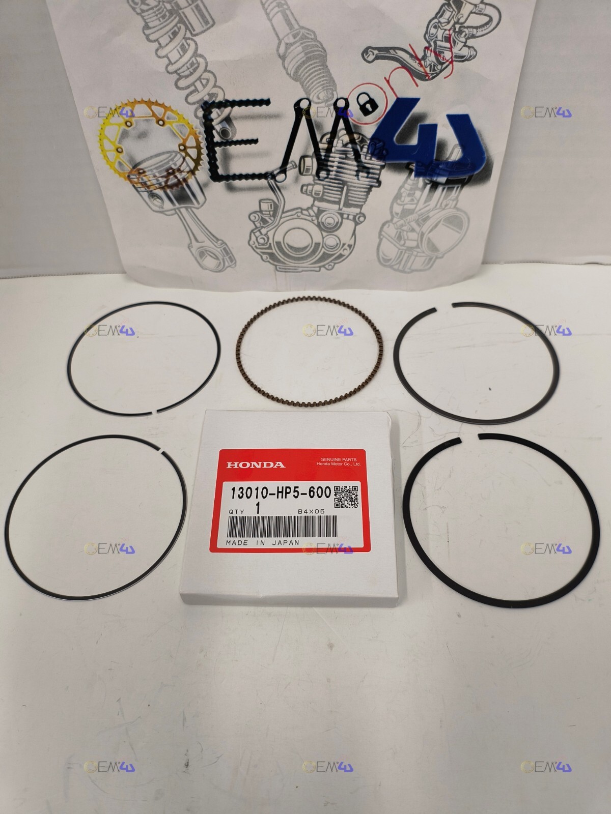 Honda Genuine OEM Standard Piston Rings Set 07-25 TRX420 Rancher 13010-HP5-600