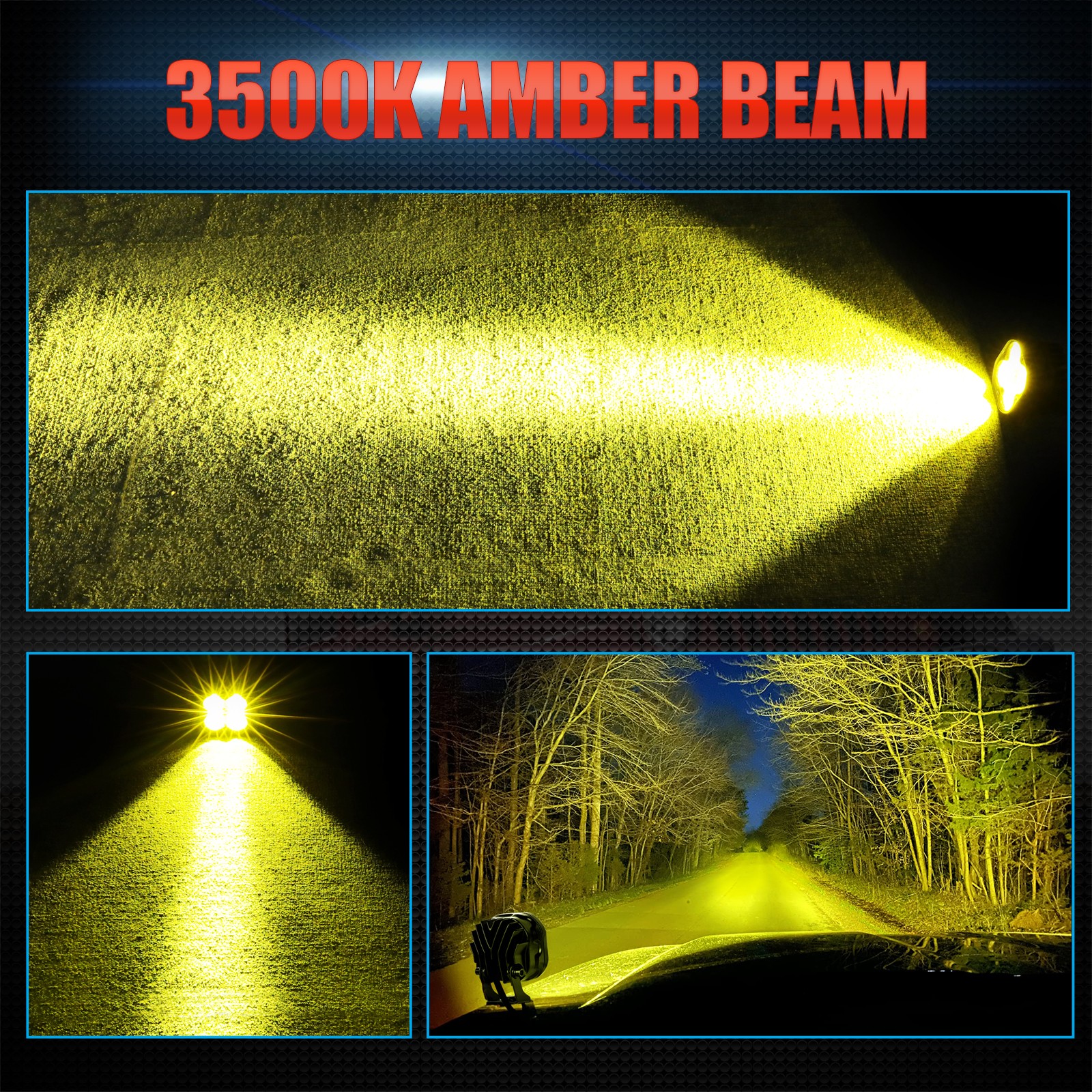 2x for Yamaha WR450F 3“ LED Spot Lights Long Range Amber Offroad Dirt Bike +Wire