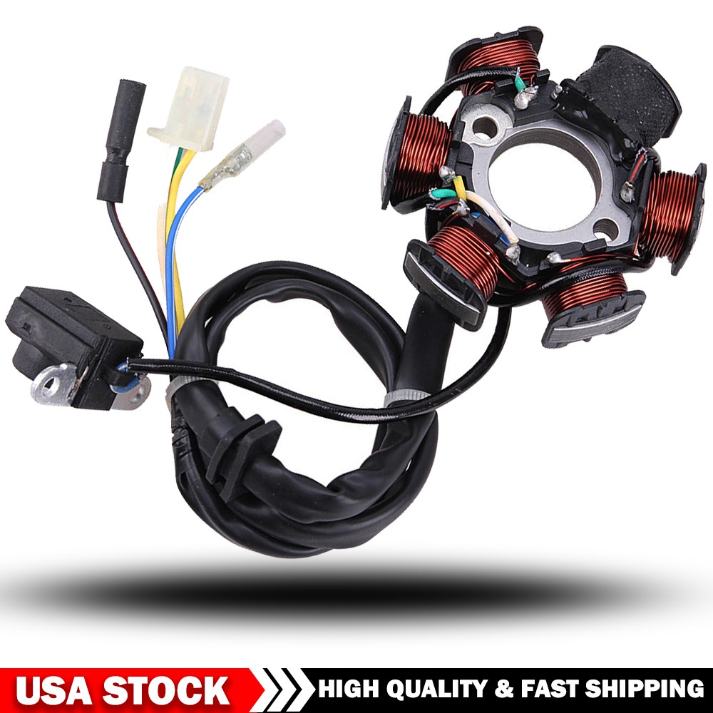 GY6 50cc 110cc 125cc 150cc Moped Scooter ATV Magneto Stator 6 Pole Coil 4 Wire