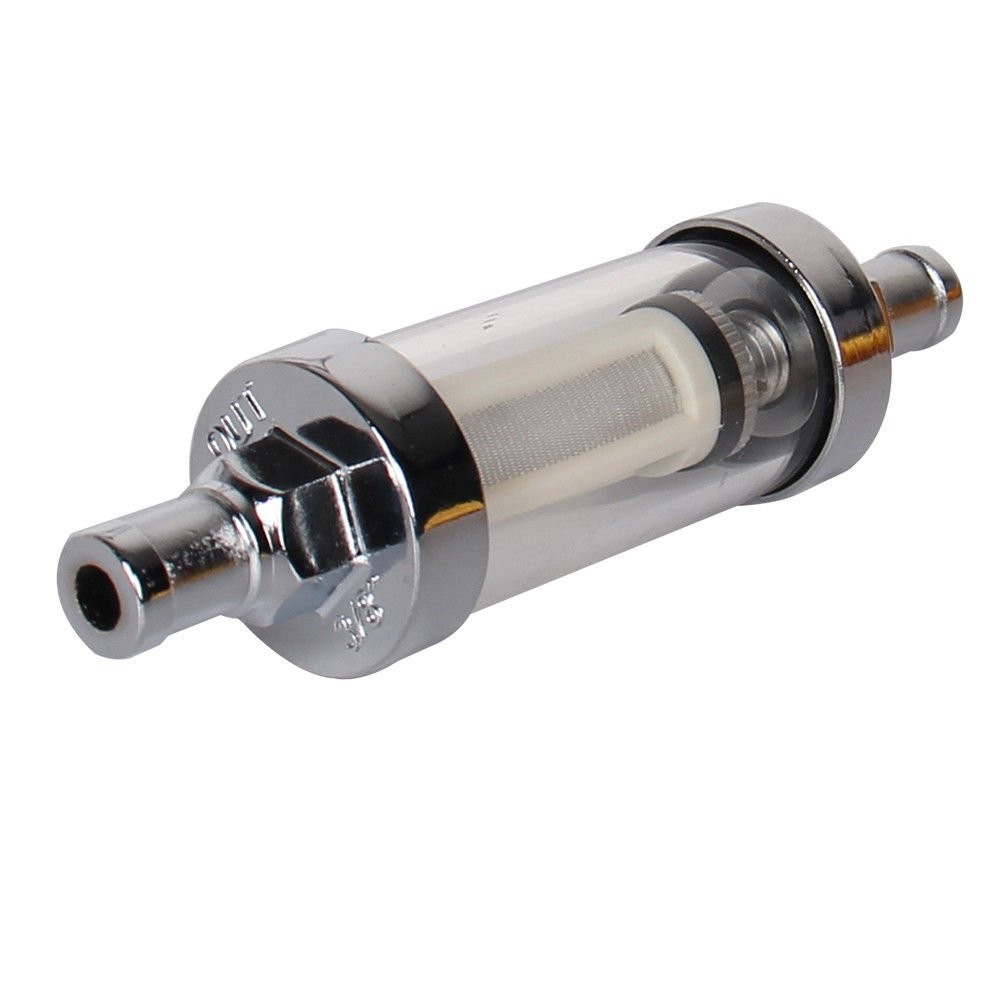 6mm 3/8 Chrome Finish Petrol In-Line Fuel Filter Simple To Install Clean