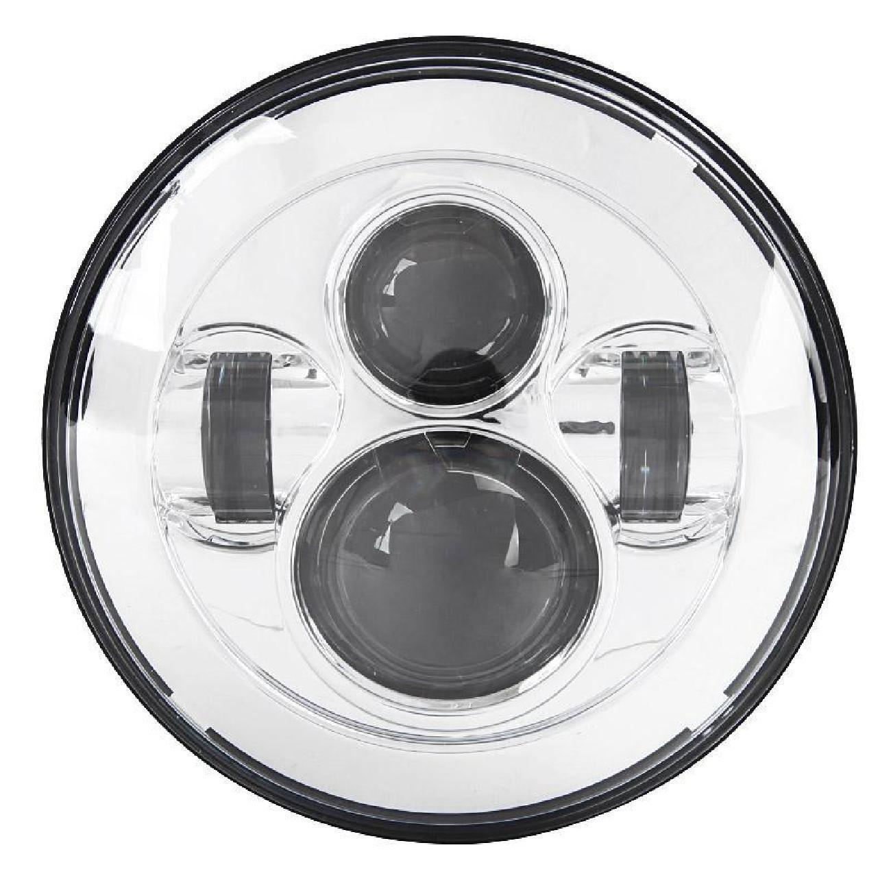 7″ inch Round LED Hi-Lo Headlight H4 9003 For Harley Softail Motorcycle Chrome