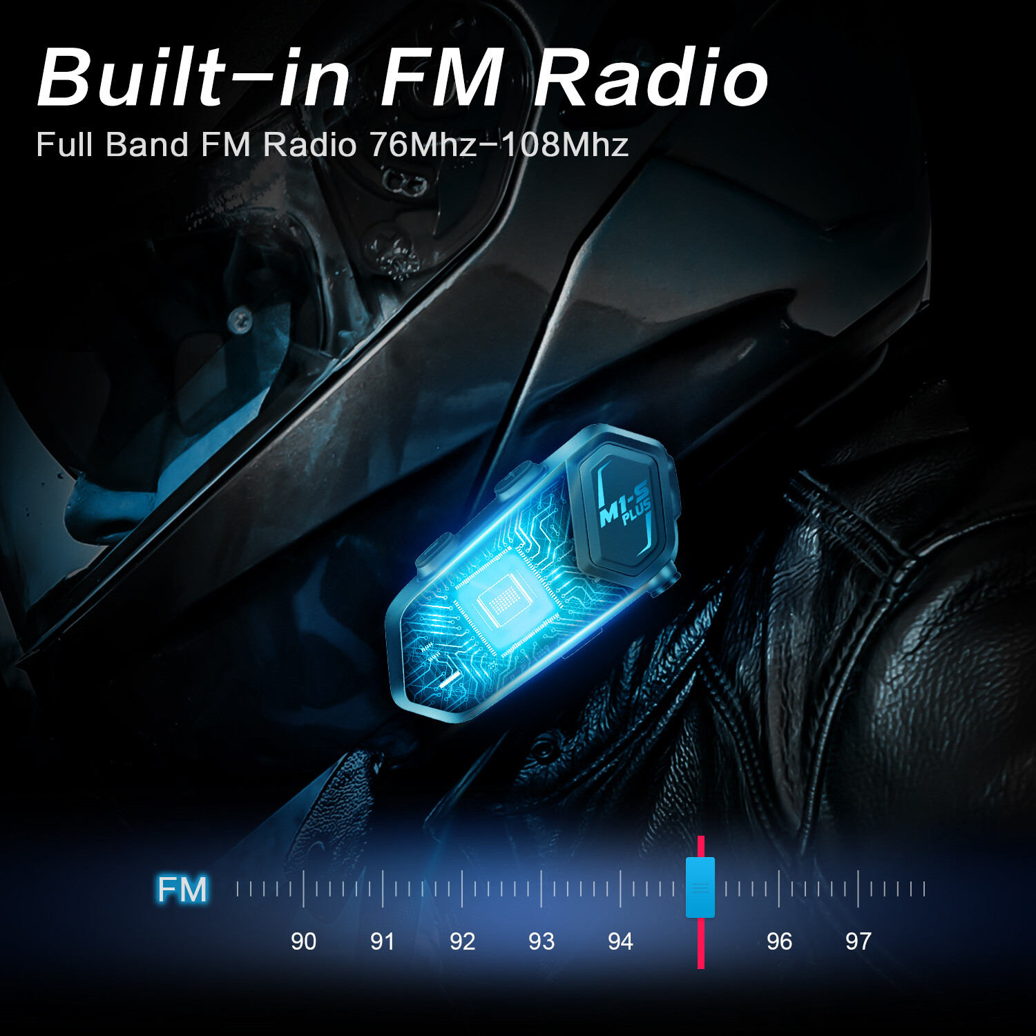2KM Motorcycle Helmet Bluetooth Headset 8 Rider BT Intercom FM Radio Music Share