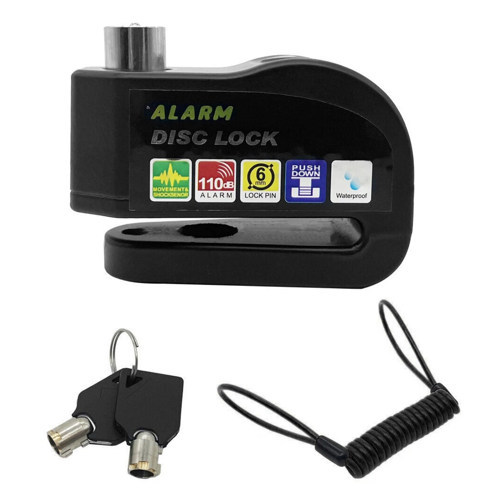 Waterproof Disc Brake Lock 110dB Alarm Anti-Theft for Bike Scooter Motorcycle