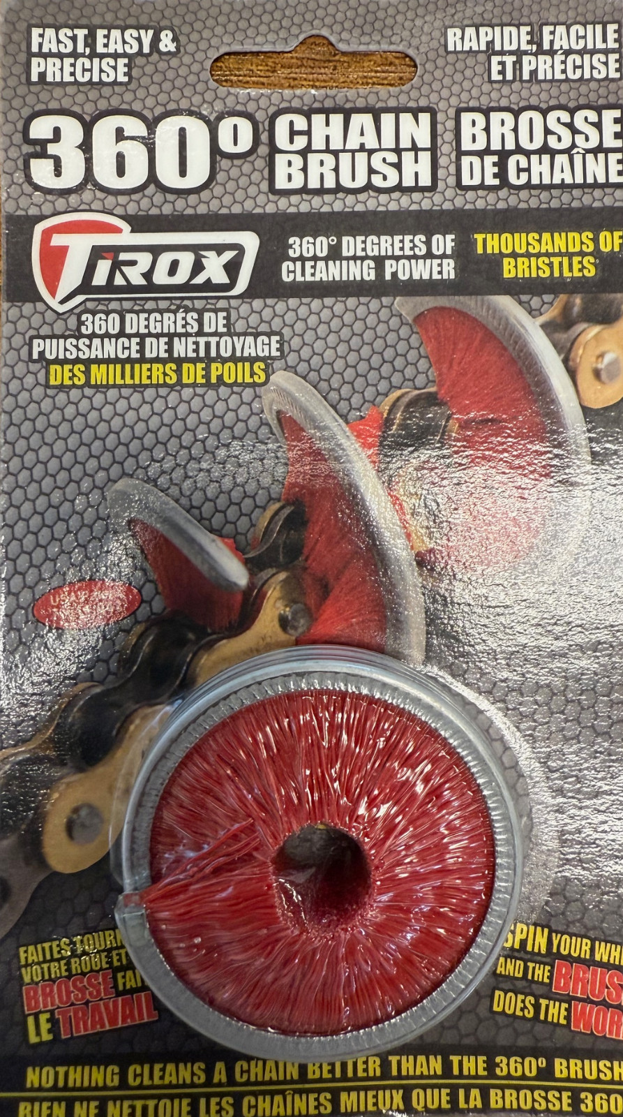 Tirox 360 Degree Motorcycle MX ATV Brush for Drive Chains – Red