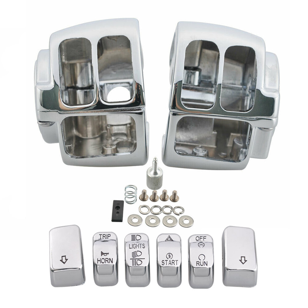 For Harley Softail Heritage Classic Dyna Chrome Switch Housing＋ 6pcs Button Cap