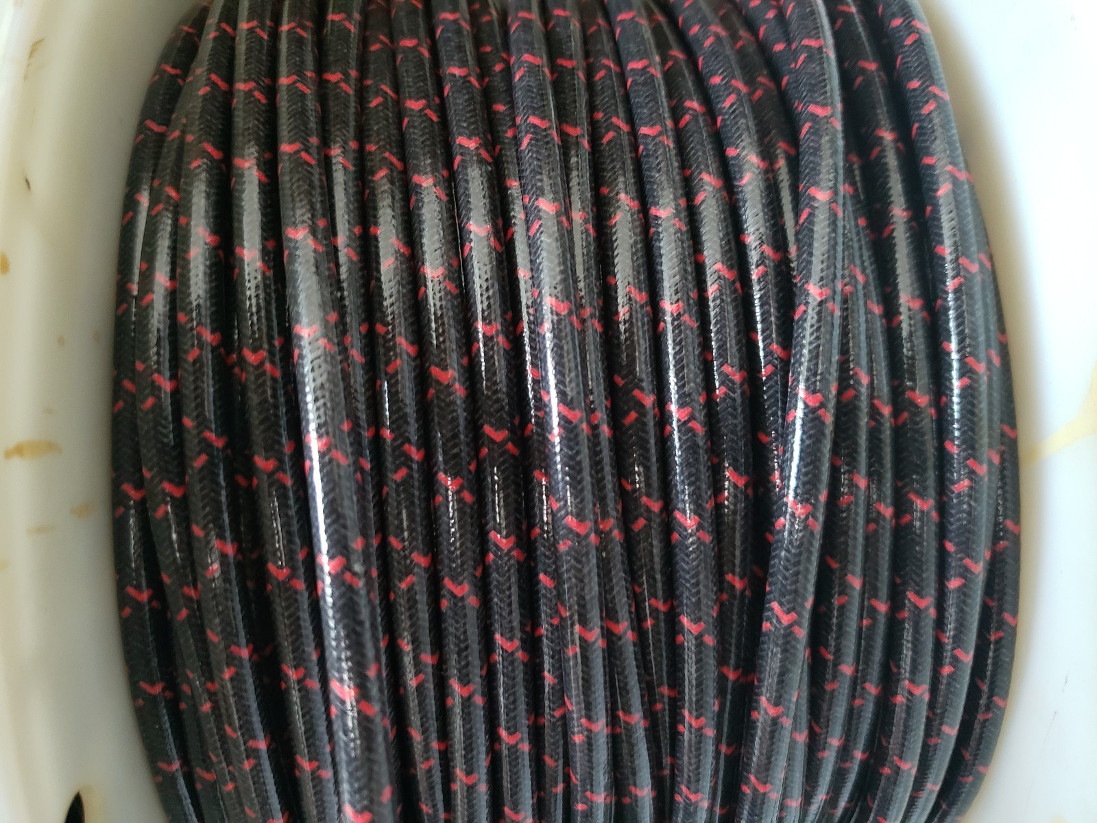 7mm COPPER CORE BRAIDED CLOTH Black with Red tracers SPARK PLUG WIRE DIY foot