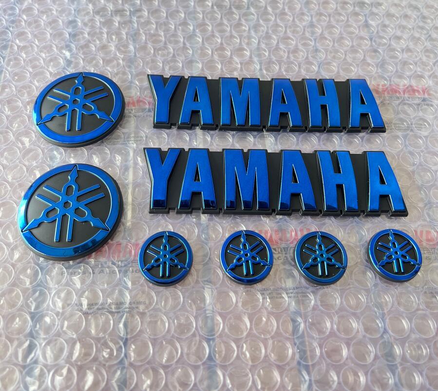 FUEL GAS TANK FAIRING CHROMED BULE EMBLEM BADGE STICKER FOR R1 R3 R6 R7 YZF