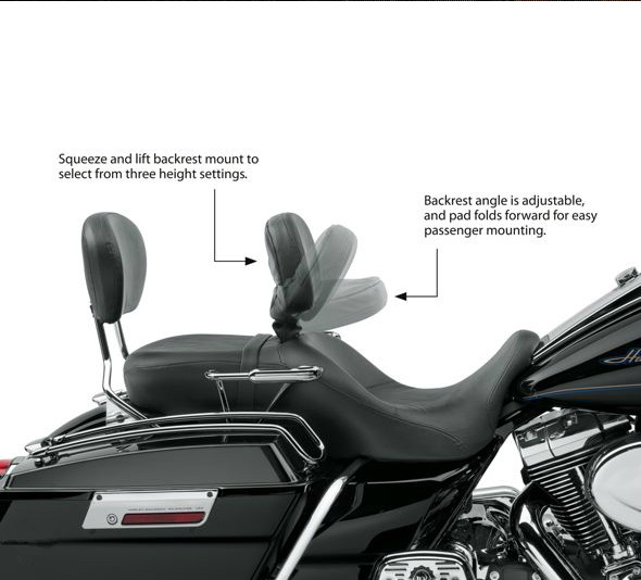 Black Adjustable Driver Rider Backrest For 2009-2023 Harley Touring quick attach