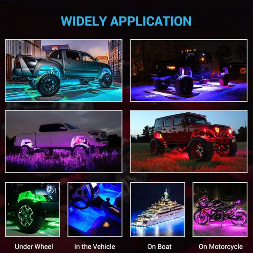 Fit Polaris Slingshot 4pcs Motorcycle RGB LED Neon Under Glow Underbody Lights