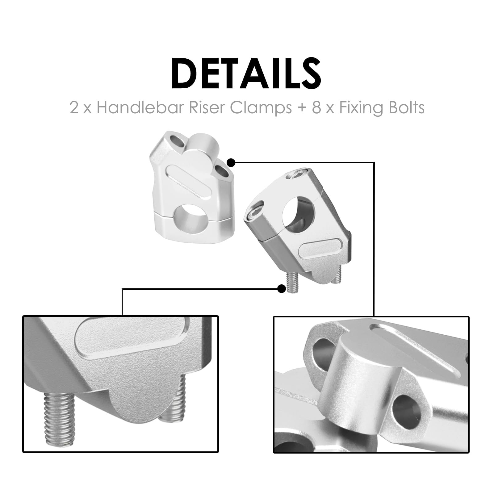 7/8 Inch Universal Motorcycle Handlebar Risers Clamps Chrome 38mm 1.5 Inch