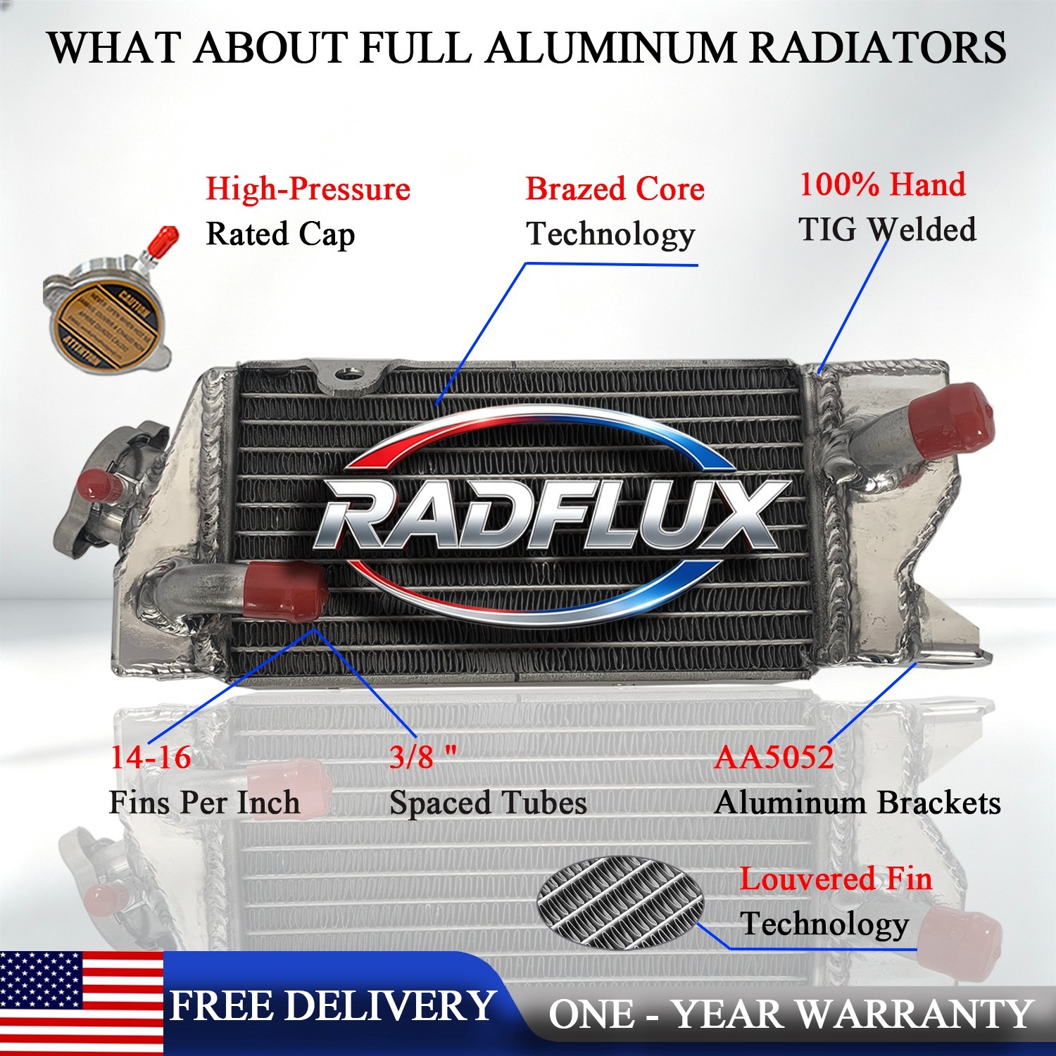 Polished Aluminum Radiator For 1998-2013 2012 2011 2010 Kawasaki KX80 KX85 KX100
