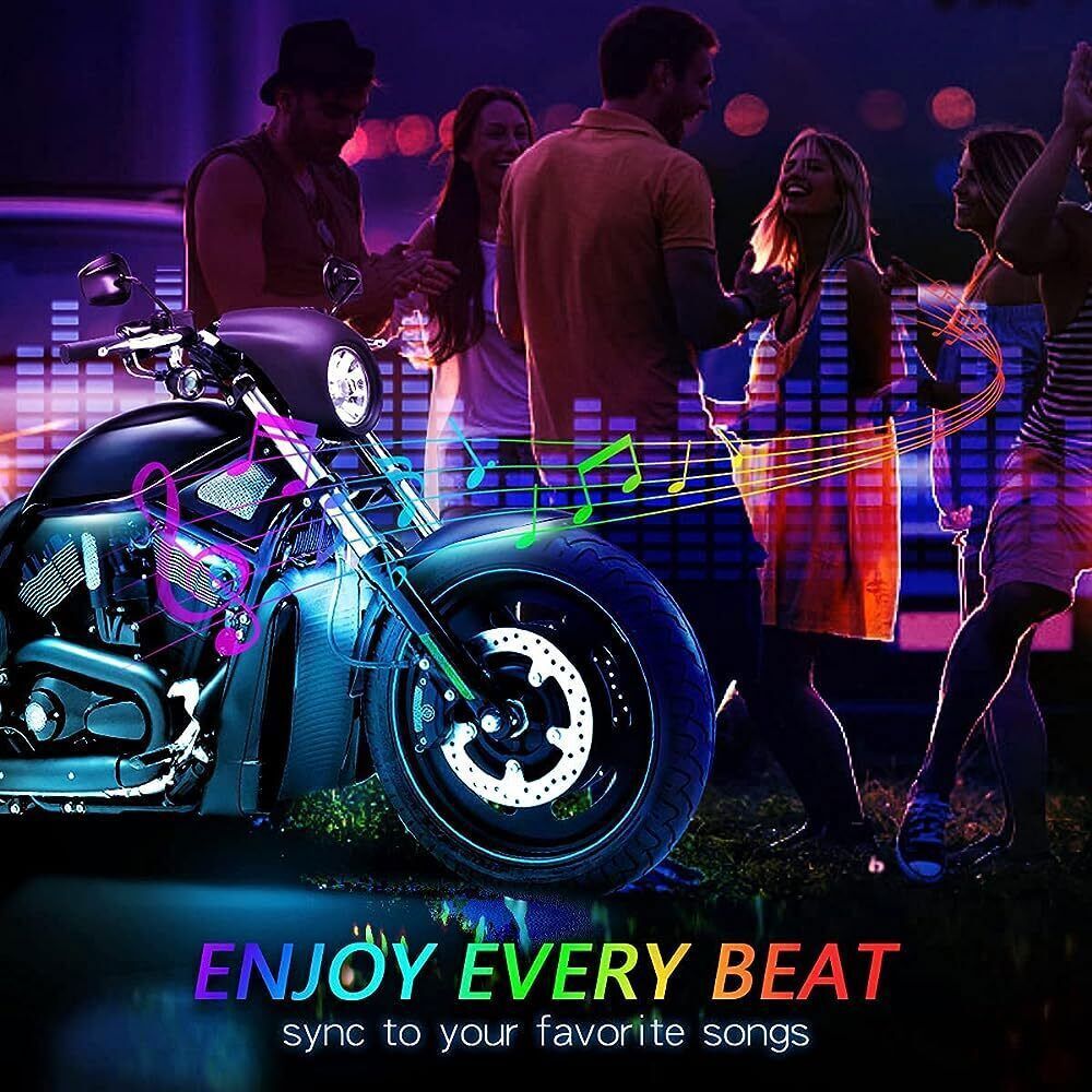 32 PCS Motorcycle RGB LED Strip Light Under Glow Neon Kit Bluetooth APP Control
