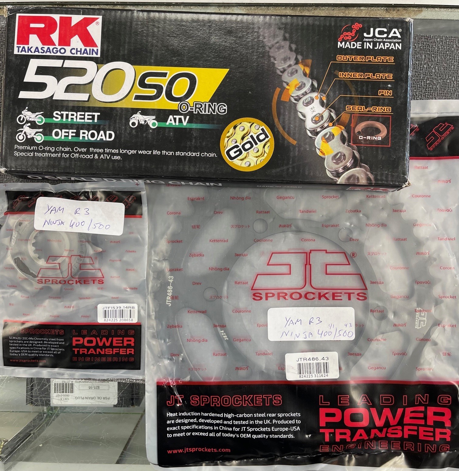 RK JT STOCK Chain and Sprocket Kit Kawasaki Ninja 500 Z500