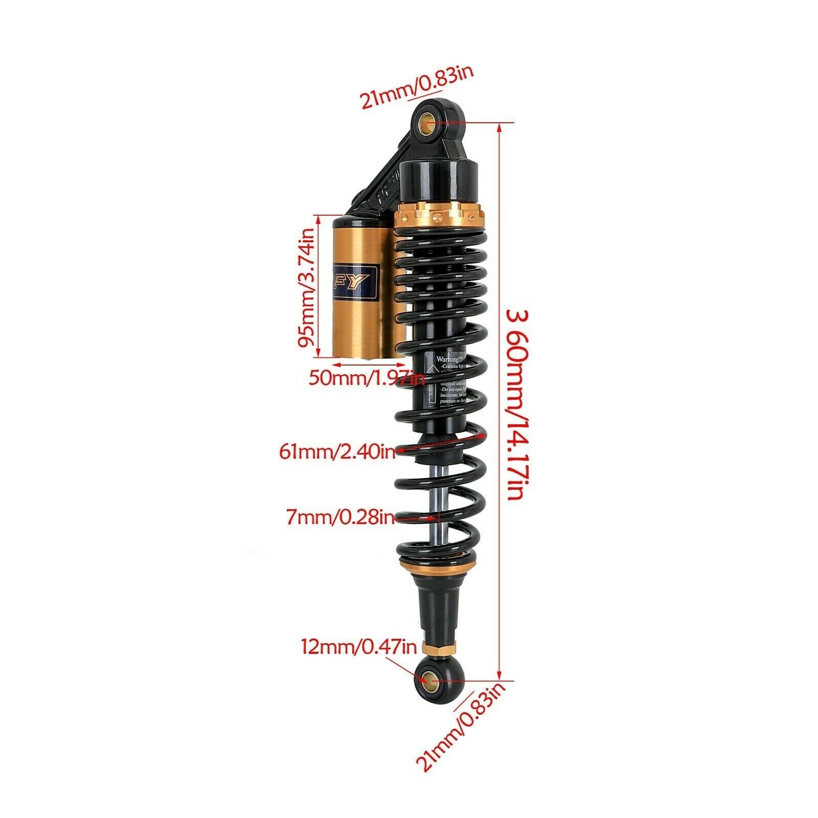 RFY 360mm 14″ Motorcycle Rear Shock Air Absorber For ATV Quad Scooter Go kart AU