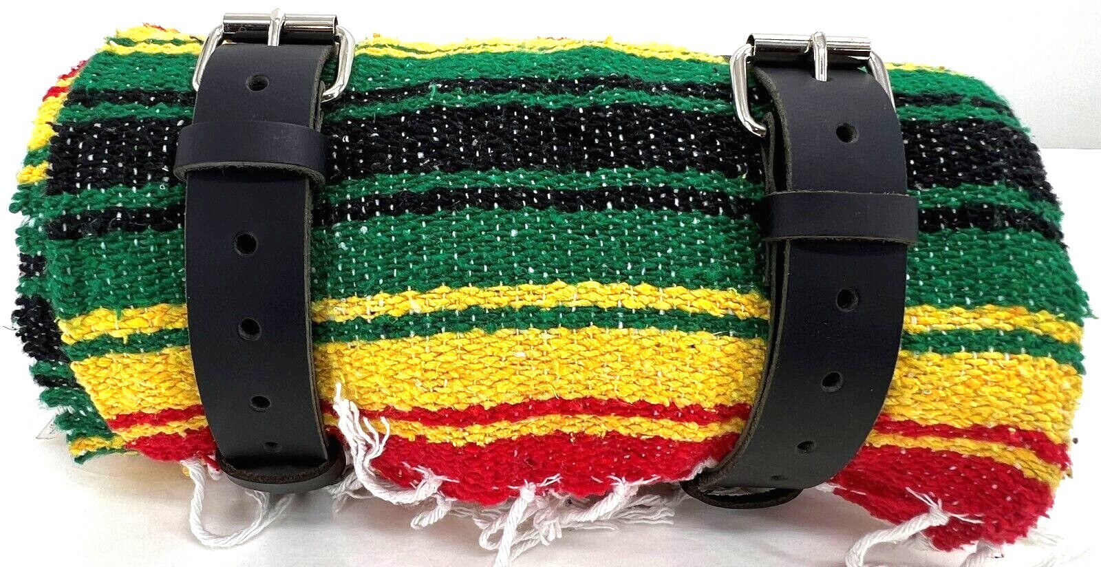 Motorcycle Biker Genuine Leather American Made Blanket Roll Up Straps