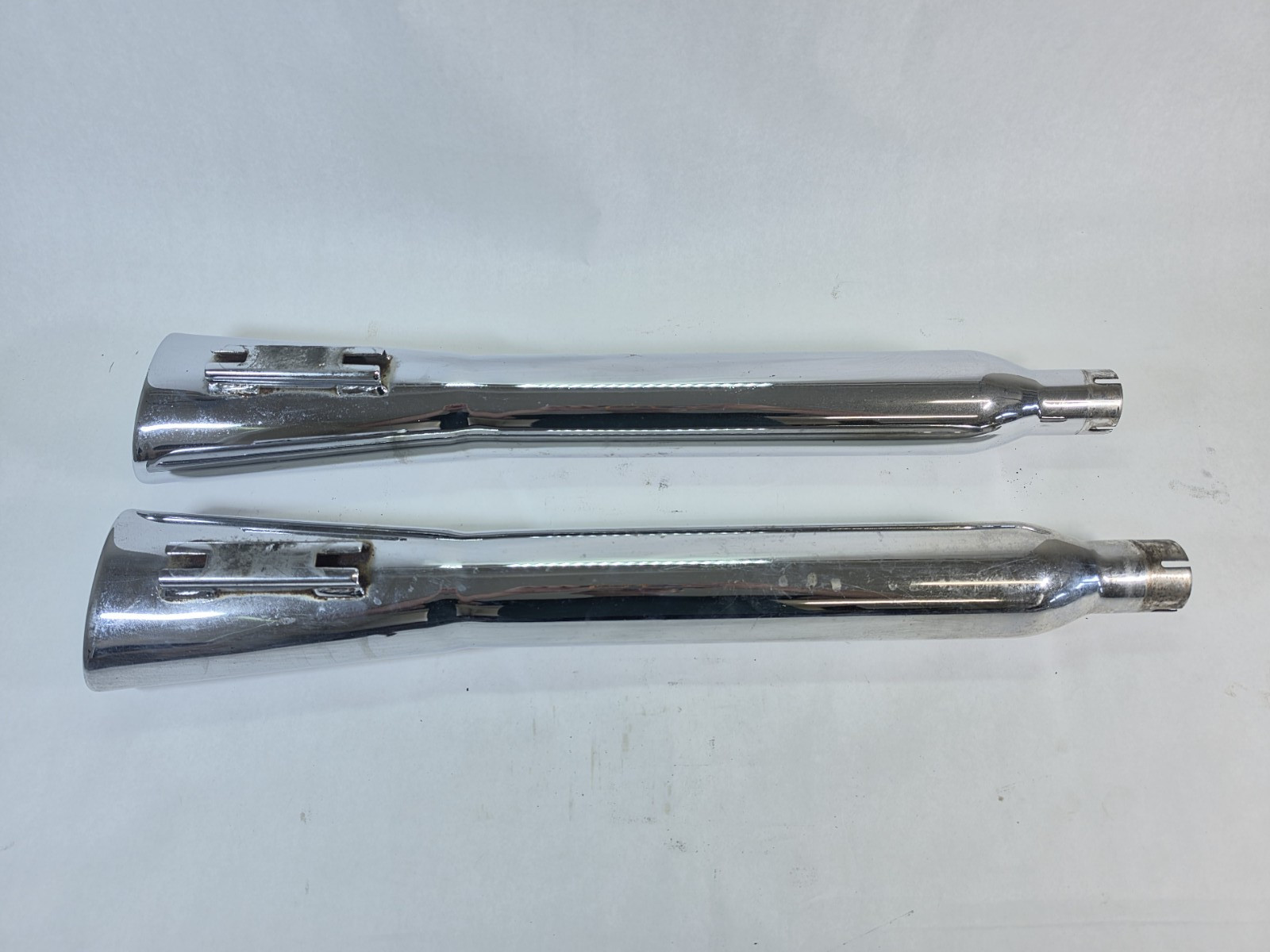 Pair Chrome Tapered Megaphone Slip-On Mufflers 27″ Custom Motorcycle Exhaust