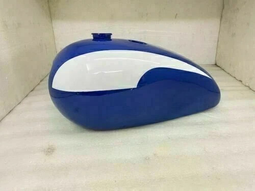 TRIUMPH T140 BLUE AND WHITE PAINTED OIL IN FRAME STEEL GAS FUEL TANK | Fit For