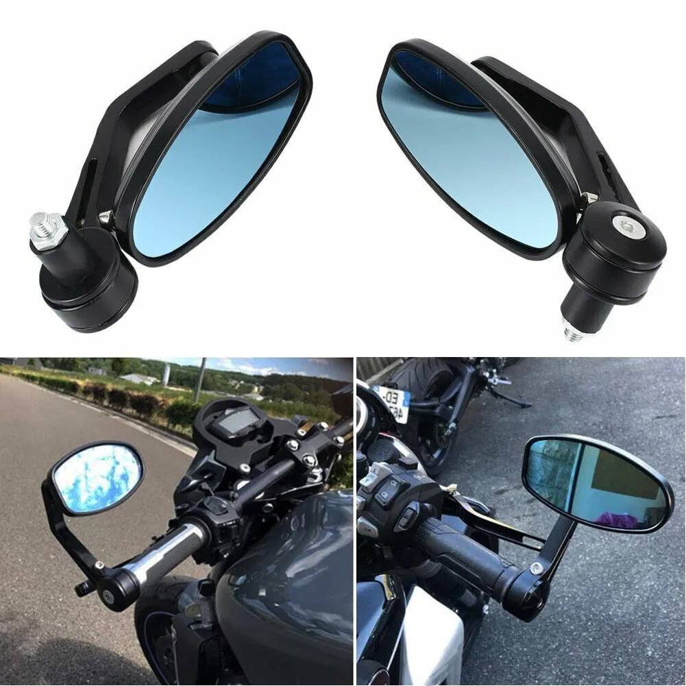 1 Pair 7/8″ 22mm Motorcycle Rear View Handle Bar End Side Rearview Mirrors Black