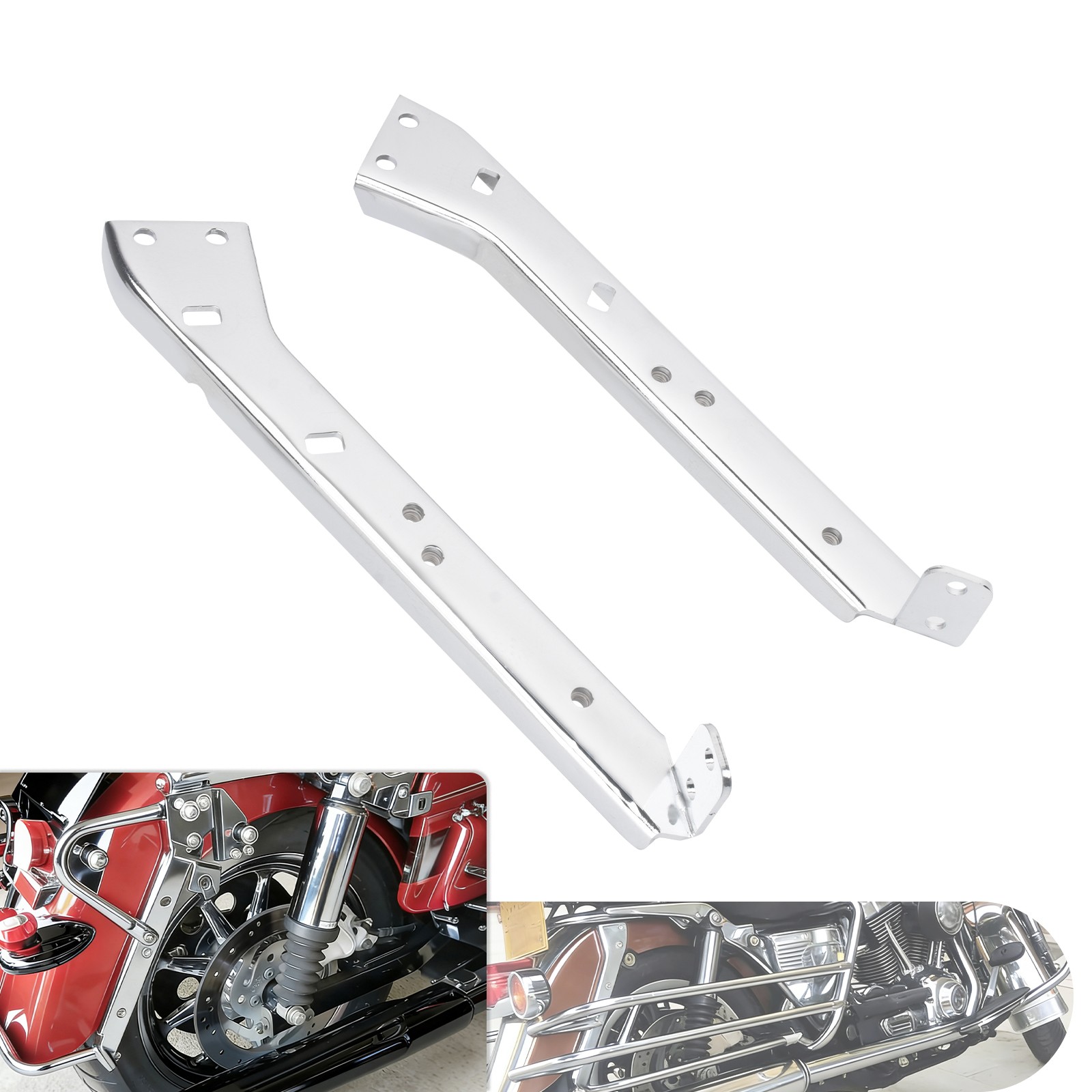 Chrome Rail Support Bracket For Touring Street Electra Glide FLHT FLHX 1985-2008