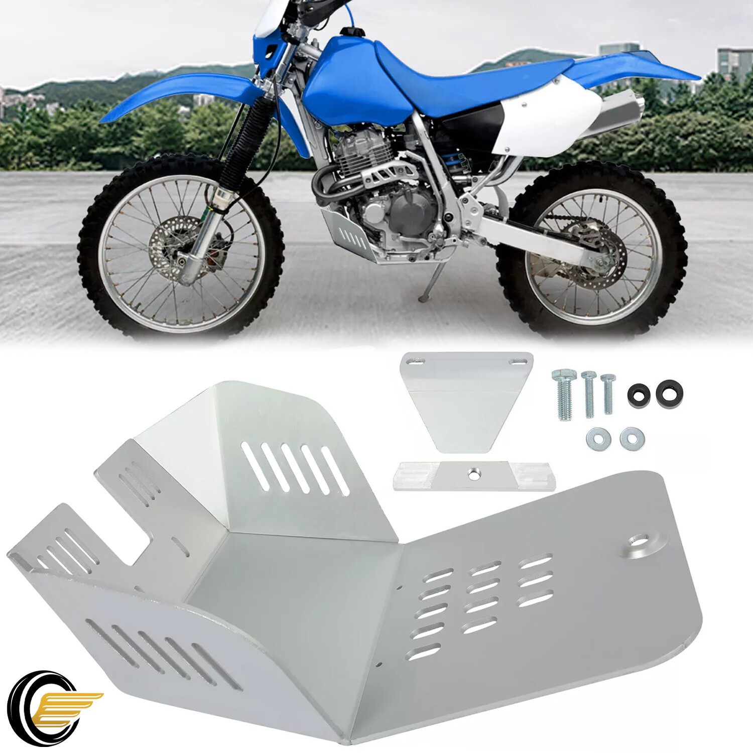 For Honda XR400R 1996-2004 Oxidation Aluminum Silvery Skid Plate Engine Guard
