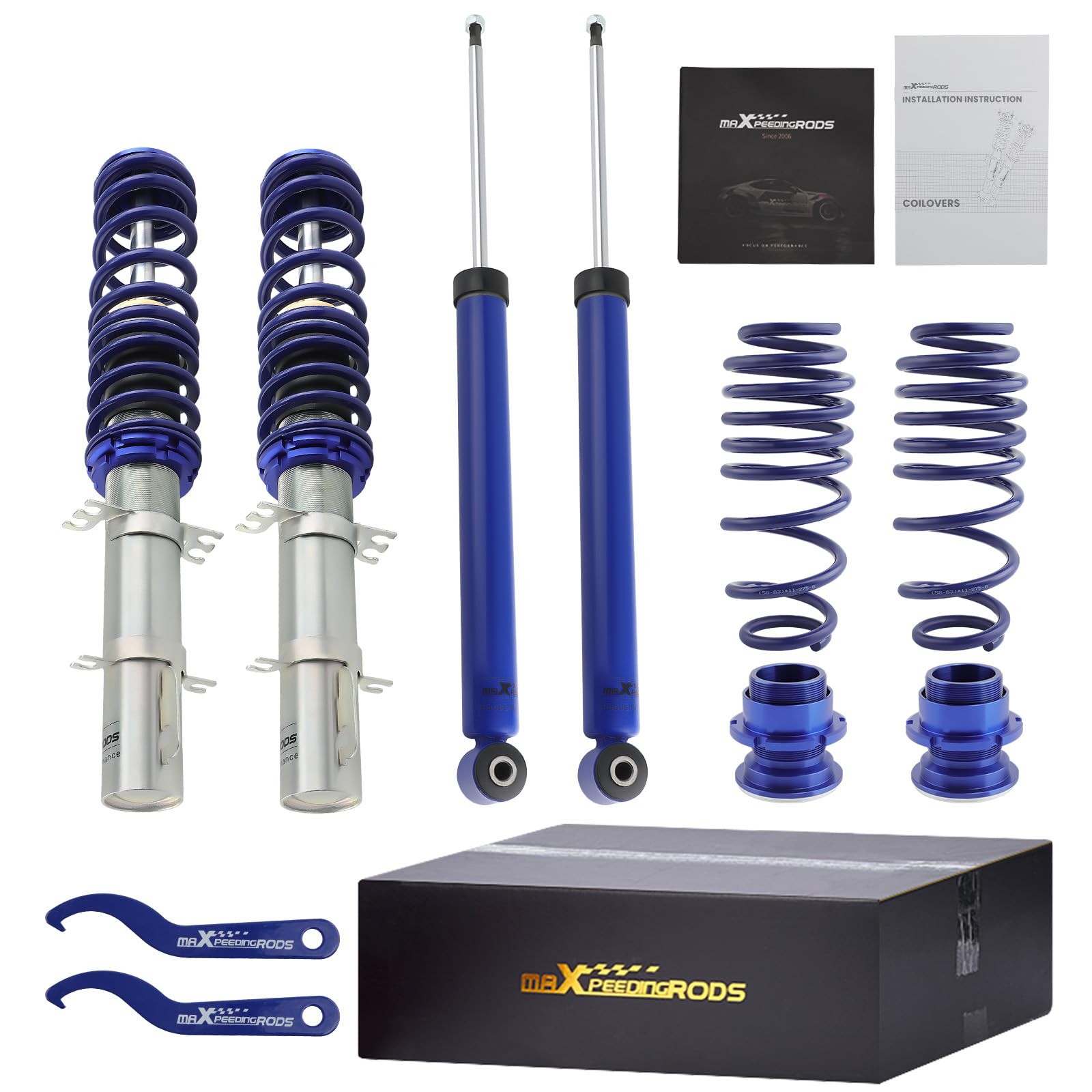 maXpeedingrods Blue Height Adjustable Coilover Kit for Golf Jetta Beetle MK4