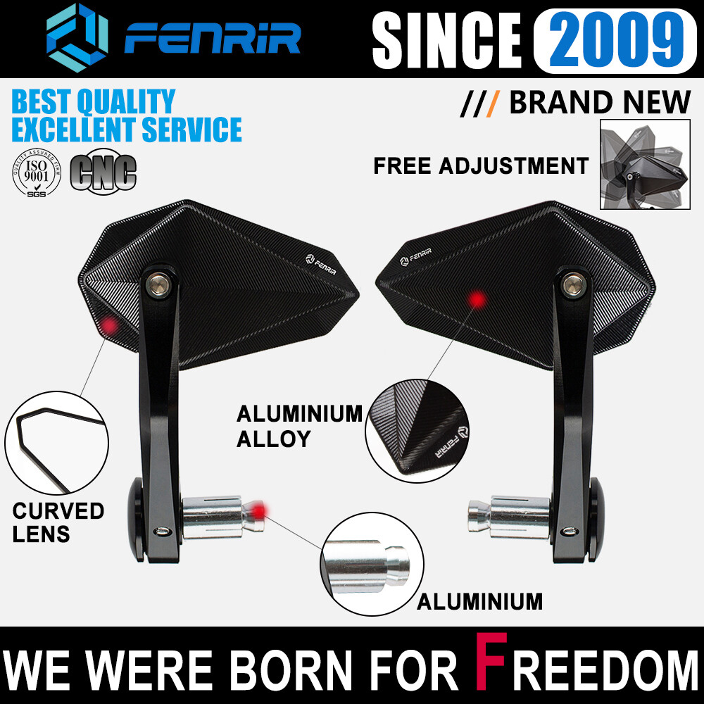 FENRIR Black CNC Aluminum Alloy Motorcycle Handlebar End Bar Mirror Anti-glare