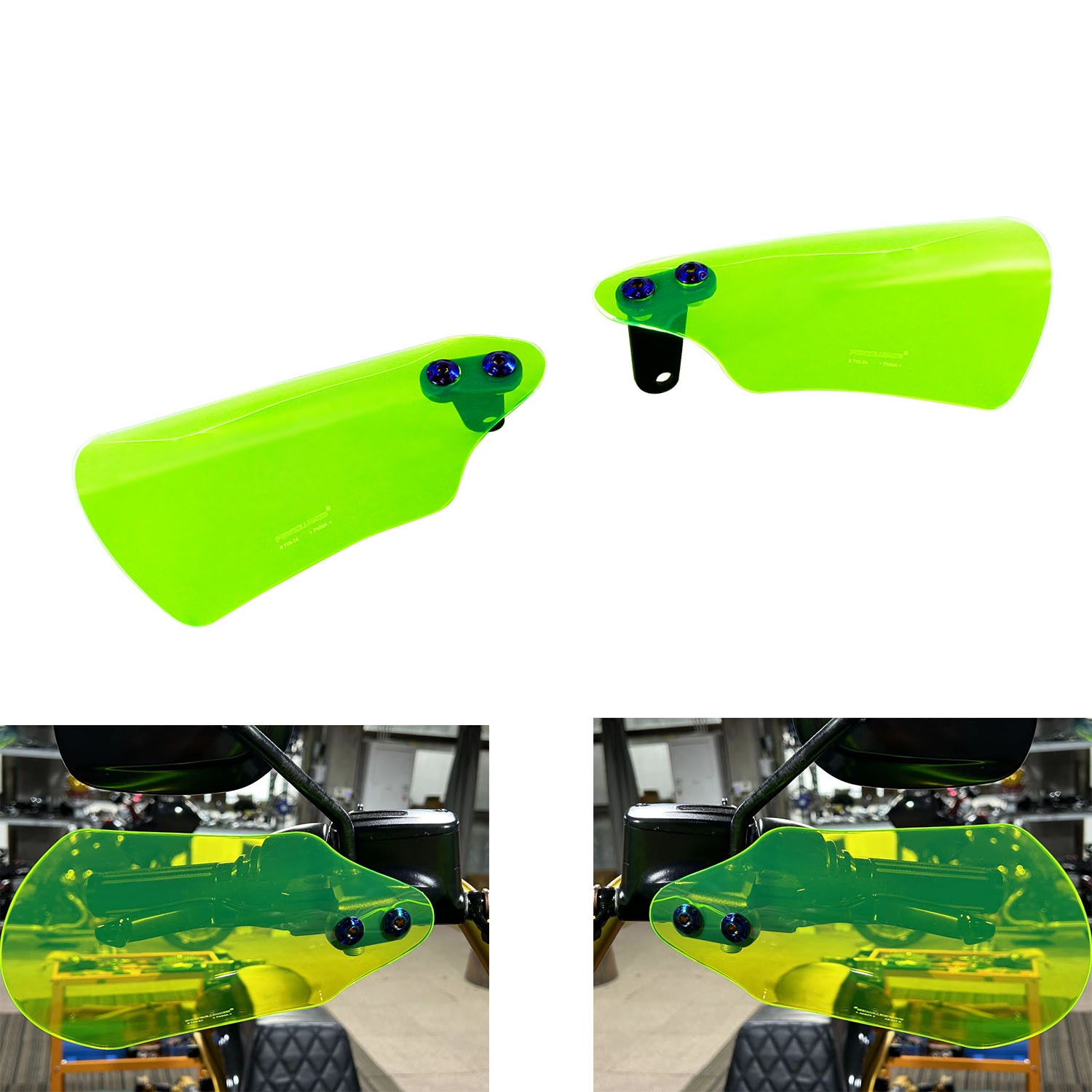 Green Acrylic Hand Grips Guard Air Deflector Fits Harley Softail Dyna FLHR FLHX