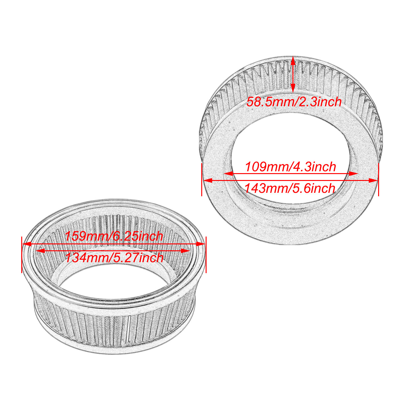 Round & Red Air Cleaner Filter Element Fit For Harley Touring Road Street Glide