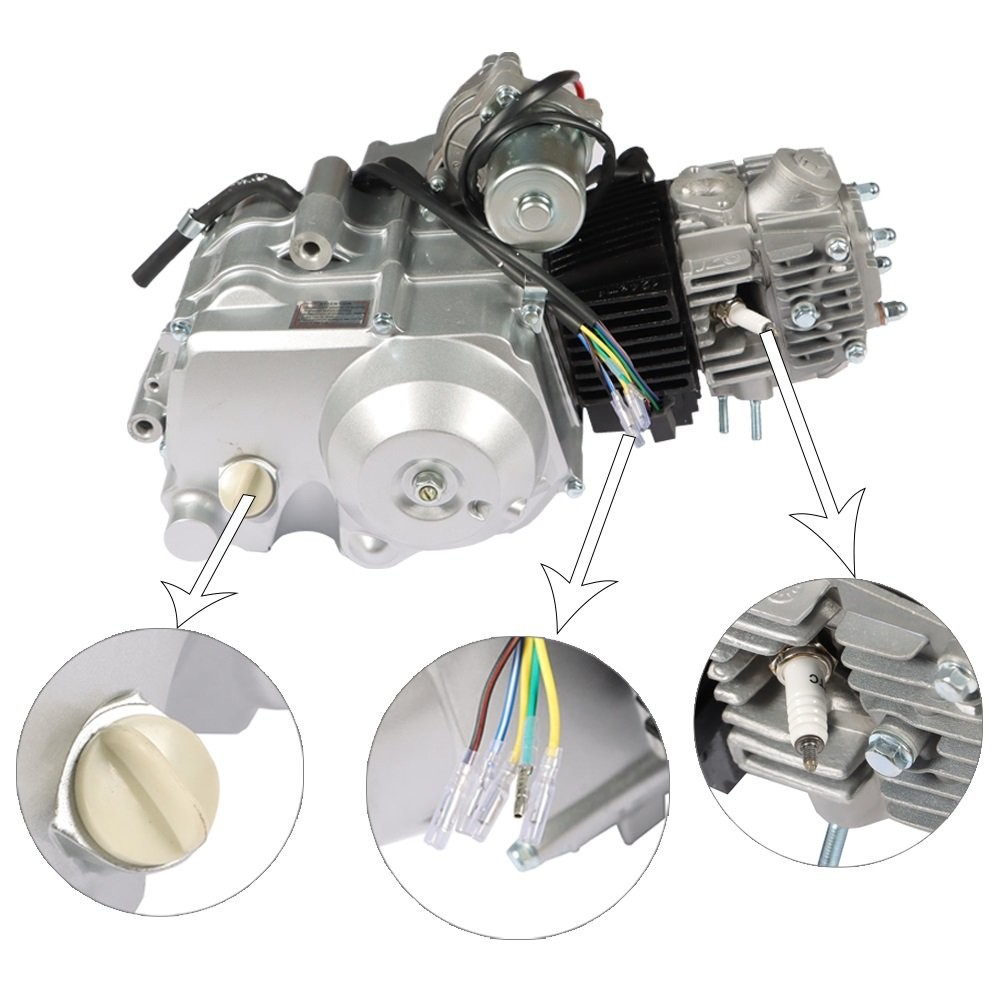 125cc 4 Stroke ATV Engine Motor 3-Speed For ATV Quad Go Kart Semi Auto w/Reverse