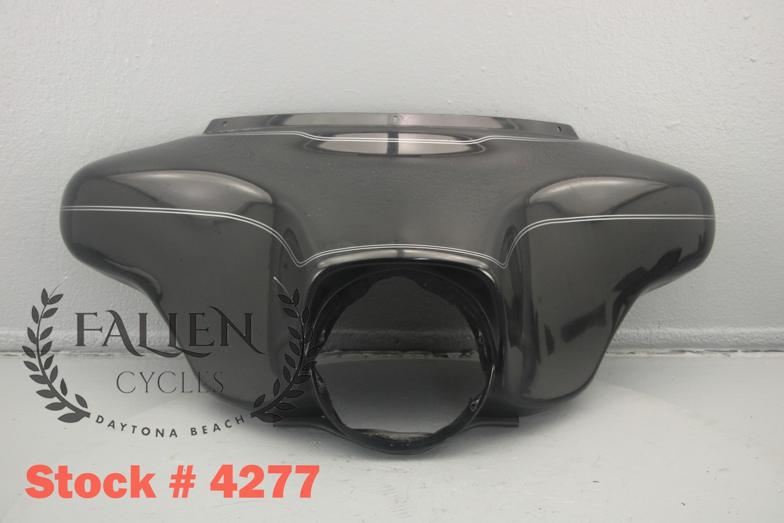 2008 Harley Electra Glide Front Outer Fairing VIVID BLACK SILVER STRIPES #4277
