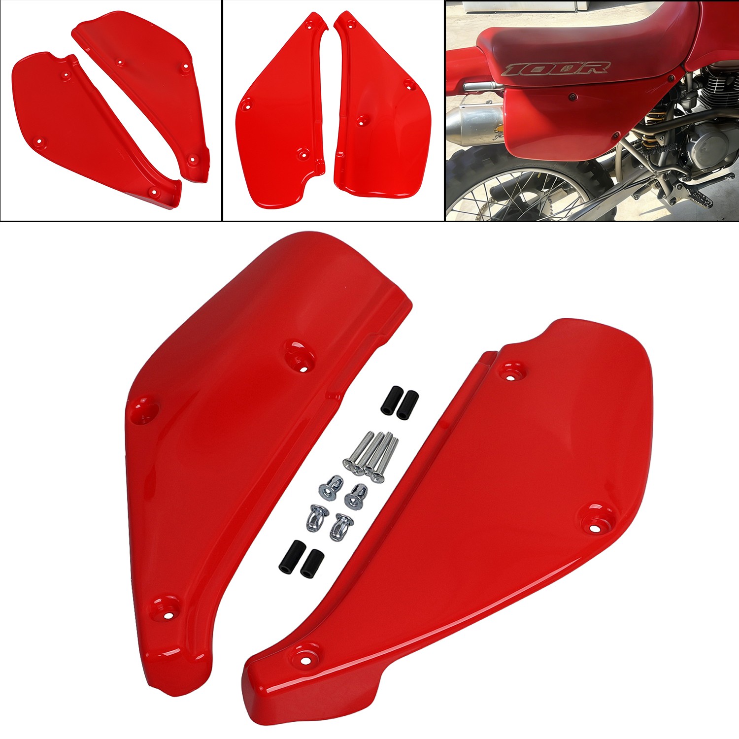 Red Plastic Left Right Side Cover Panels Plate For Honda XR80R XR100R 1988-2000