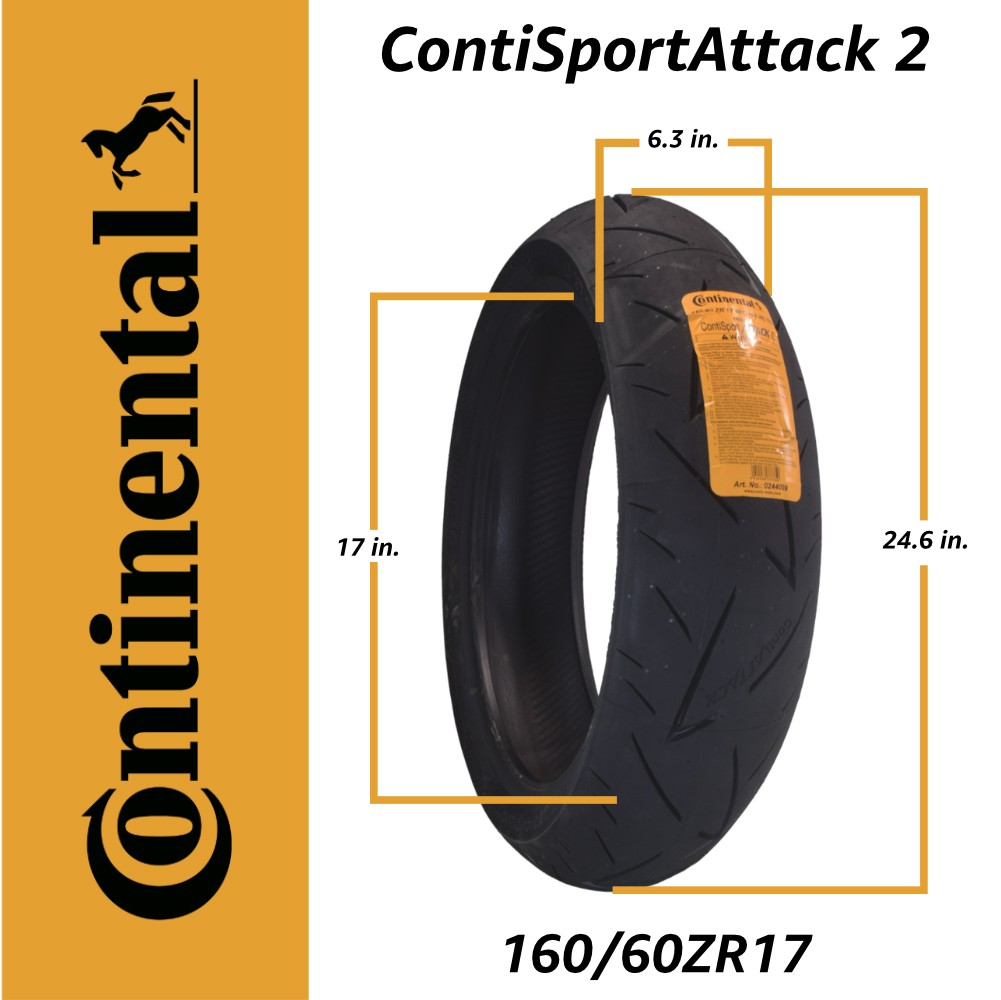 Continental ContiSportAttack 2 120/70ZR17 F & 160/60ZR17 R Sport Motorcycle Tire