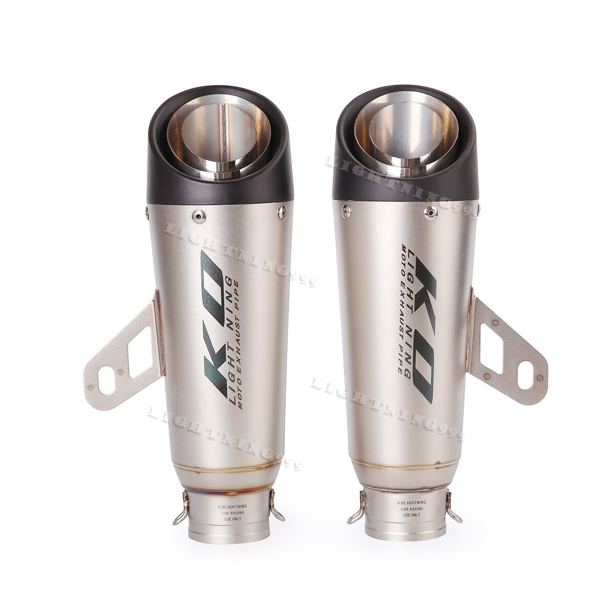 Pair Universal Motorcycle Exhaust Pipe Mufflers with DB Killer 38-51mm Slip-on