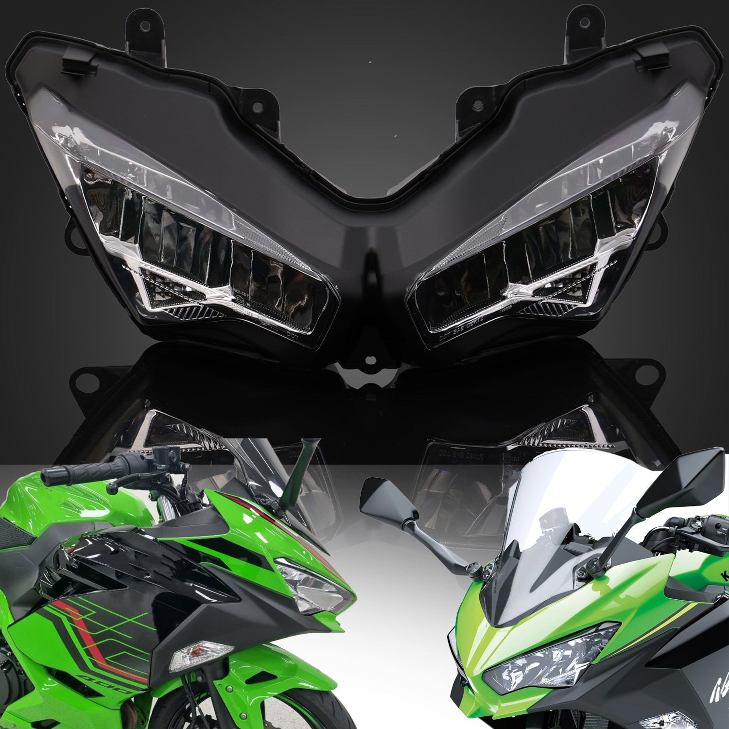 Front Headlight Assembly / Stay Fairing Bracket For Kawasaki Ninja 400 2018-2025