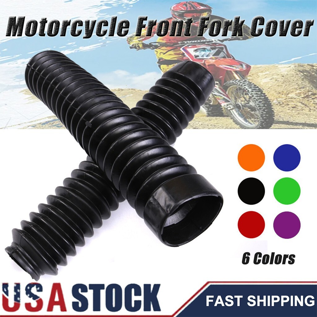 2PCS Black Rubber 250*49*30mm Motorcycle Fork Cover Dust Shield Boots Gaiters