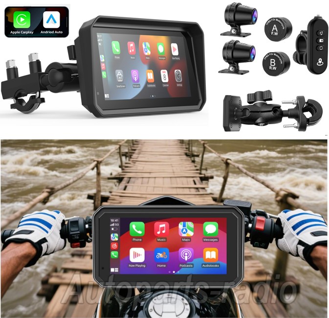 5.99″ Motorcycle GPS Navigation Android Auto CarPlay Touchscreen Wifi Camera