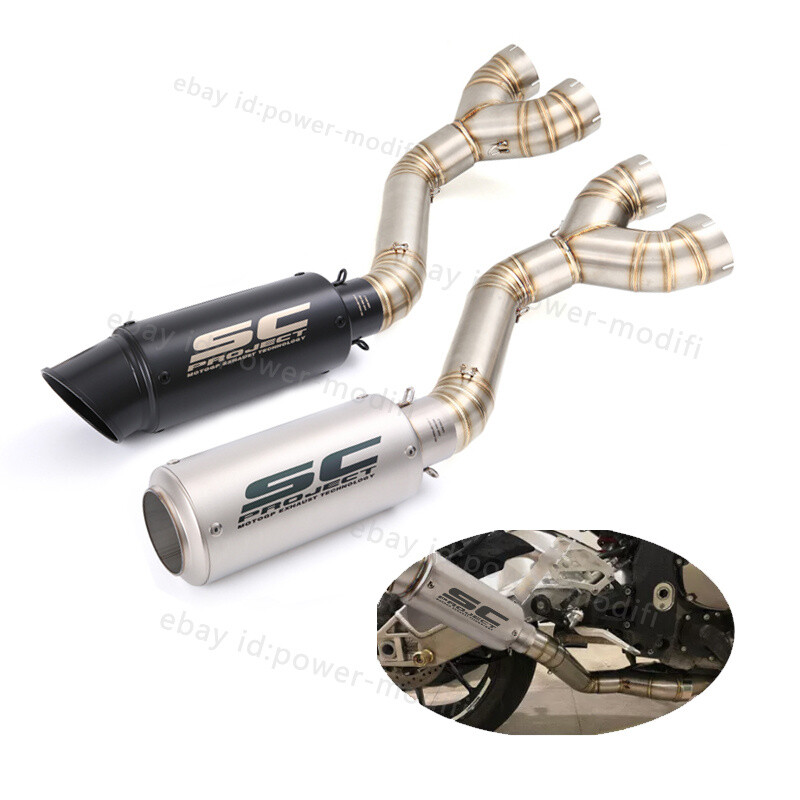 For BMW S1000RR 2010-2014 Mid Exhaust Link Pipe 61mm Muffler Tips 10-2016 S1000R