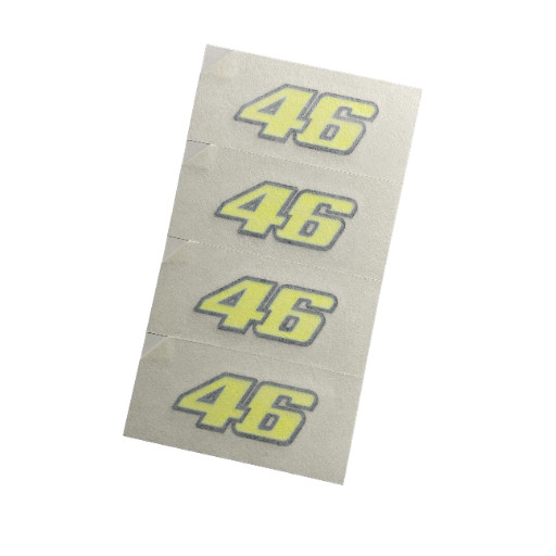 Rossi Sticker 46 FLUORESCENT YELLOW vinyl (2013) 4 x 5cm 2″ stickers