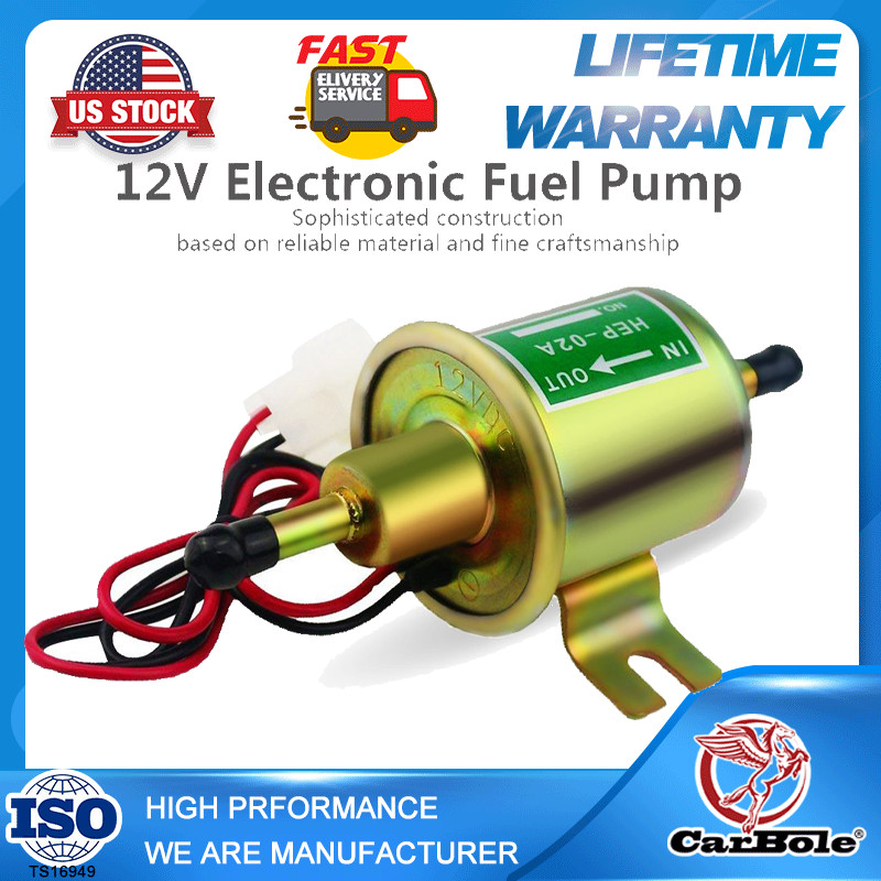12V Universal Electric Fuel Pump Diesel Gas Inline 4-7PSI Low Pressure HEP-02A