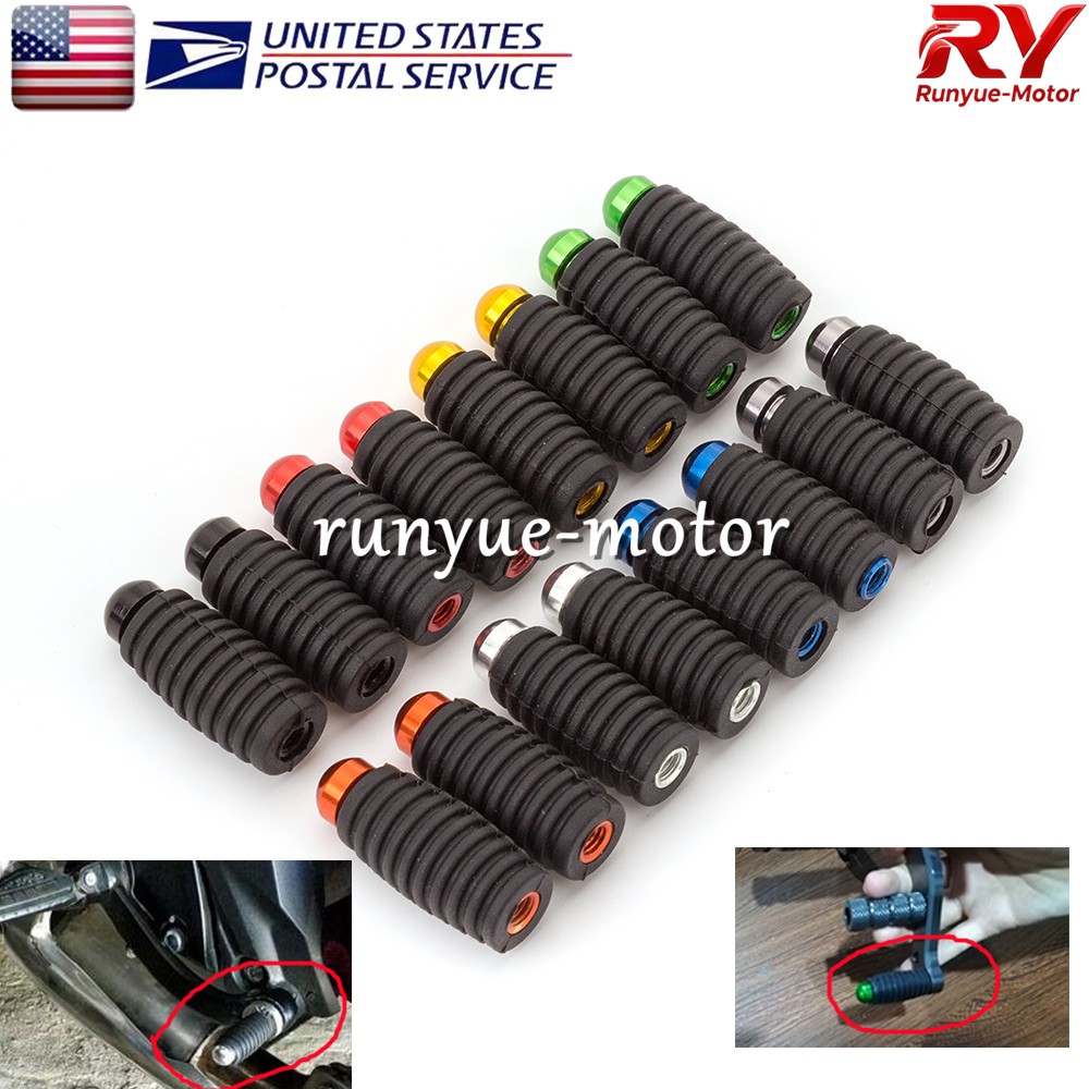 5mm Gray Rubber Small Rearset Footpegs Foot Pegs Pedals Sport Street Scooter Toe