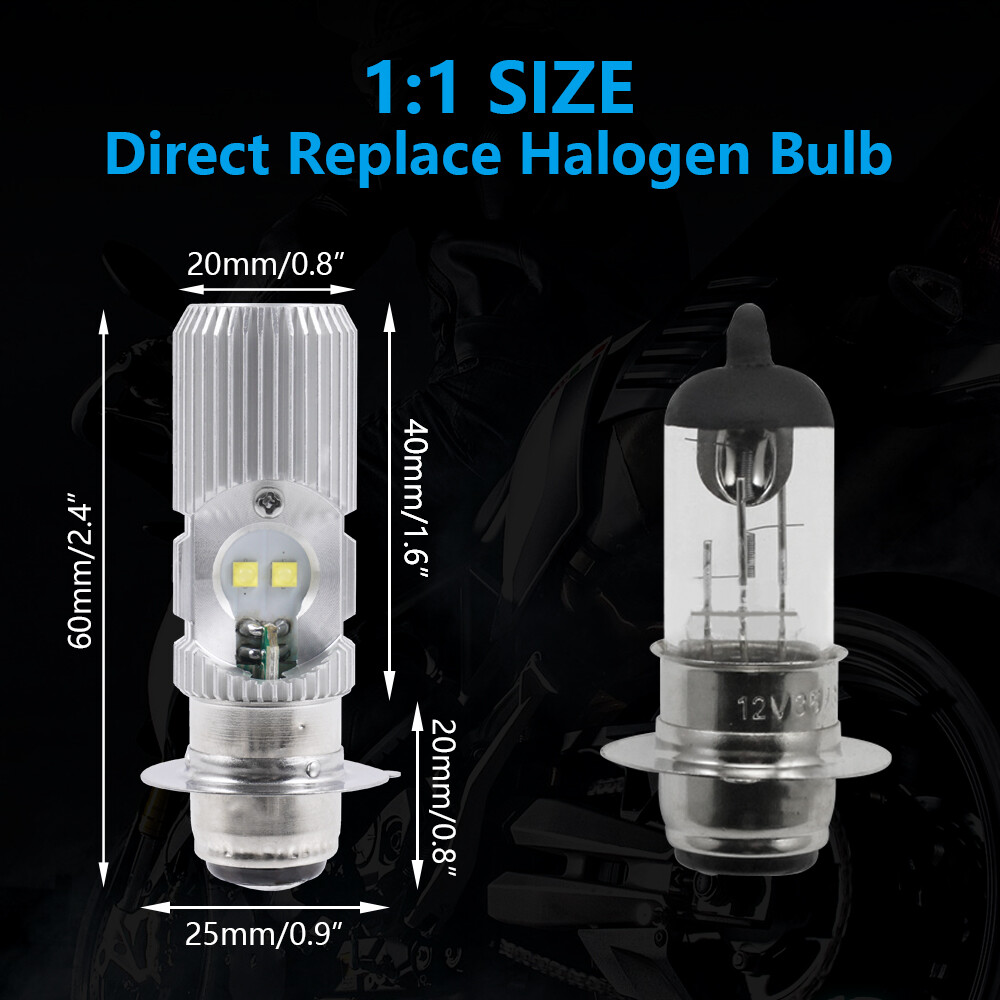 2x LED Headlight Bulbs 6000K Bright For Honda ATC110 1979-1983 TRX250 1997-2004