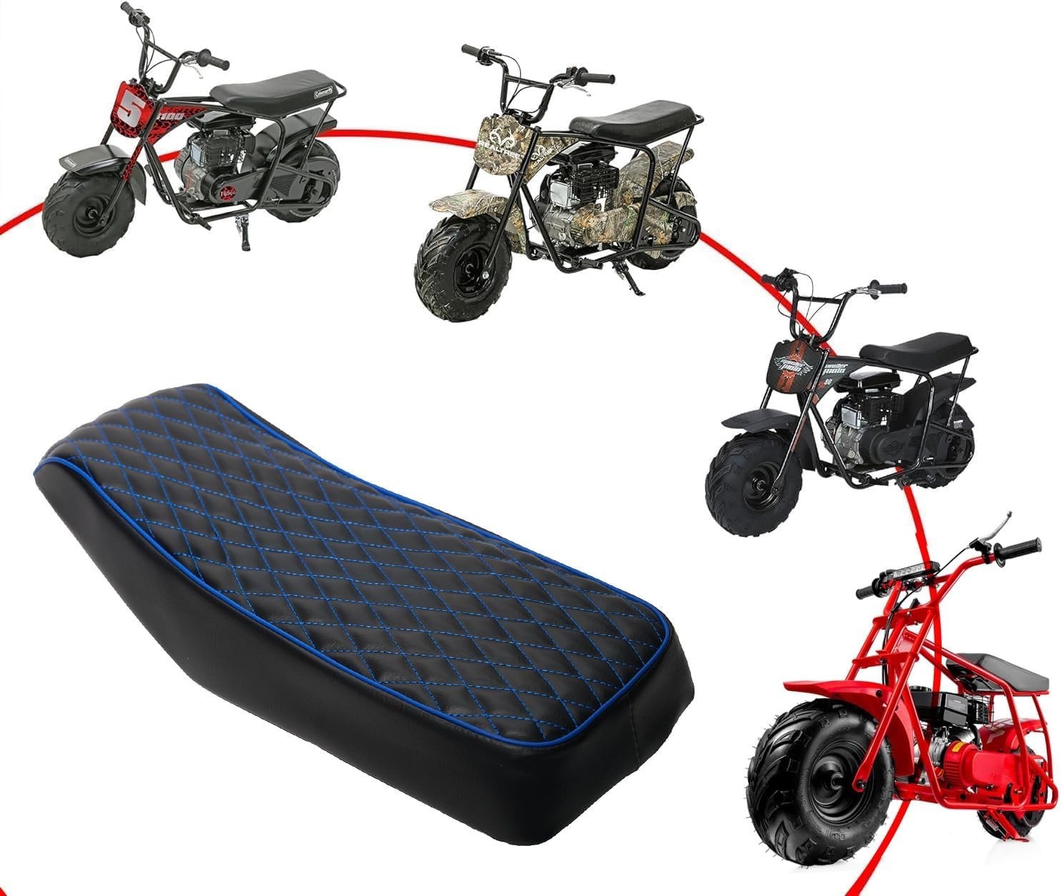 Blue Diamond Stitch Retro Seat Cushion for Coleman RB100 RT100 Mini Bike