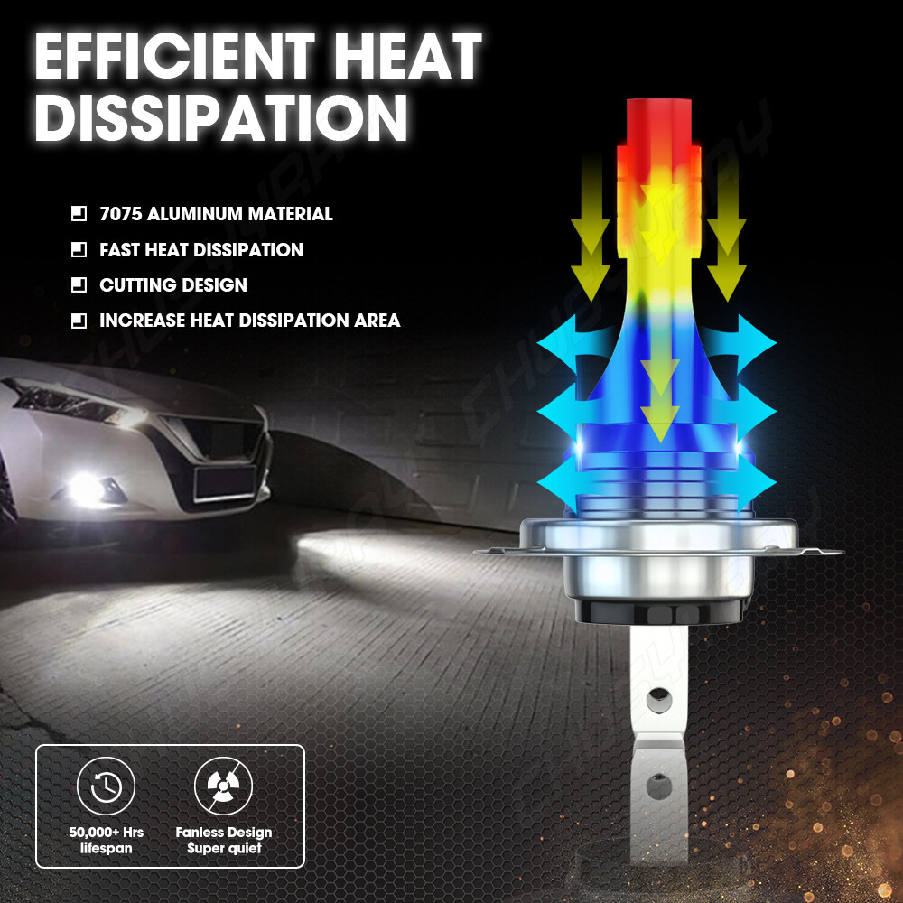 Pair H7 LED Headlight Bulbs Conversion Kit Super High/Low Beam 8000LM 6000K 100W
