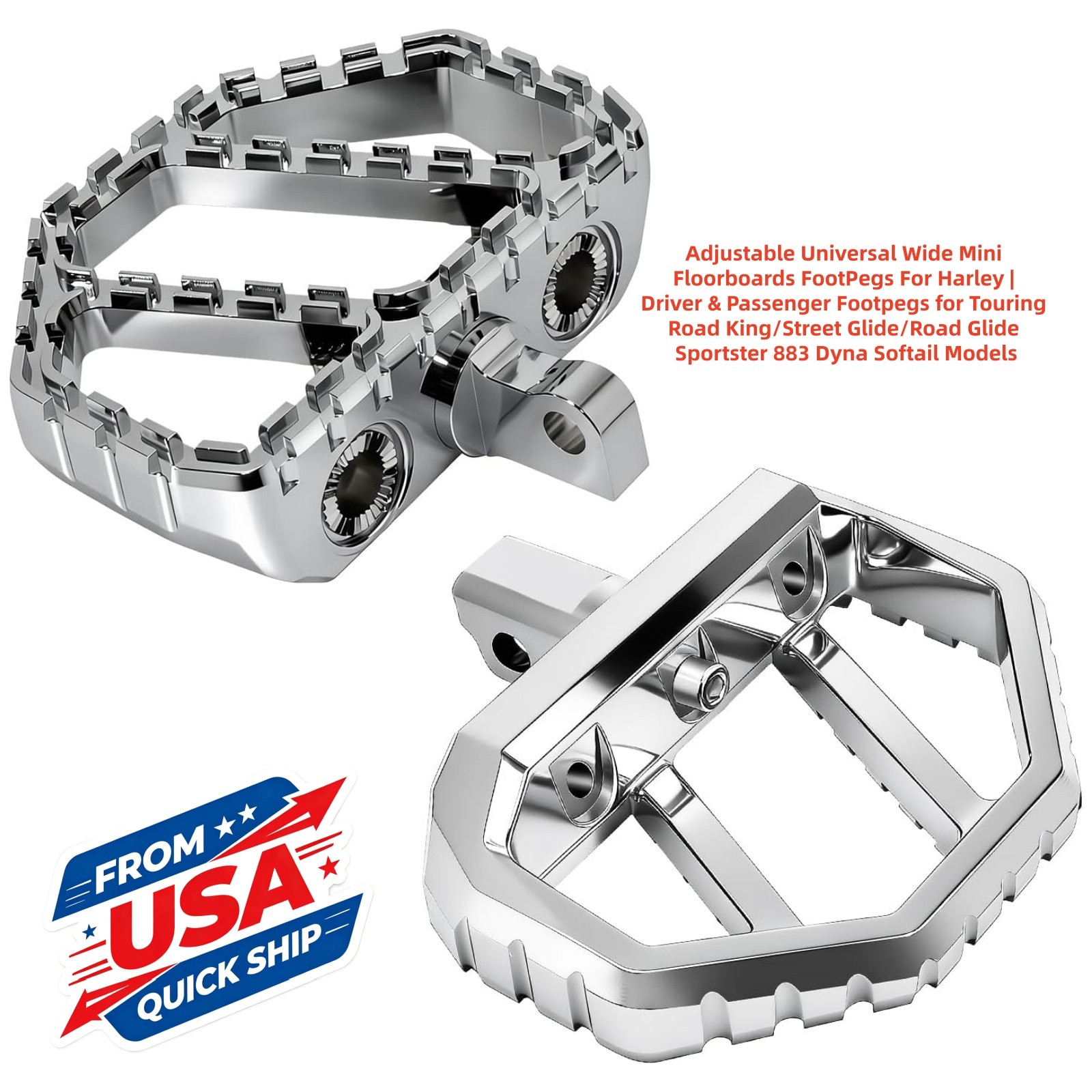 Universal Mini Adjustable Wide Floorboards FootPegs For Harley Touring Softail